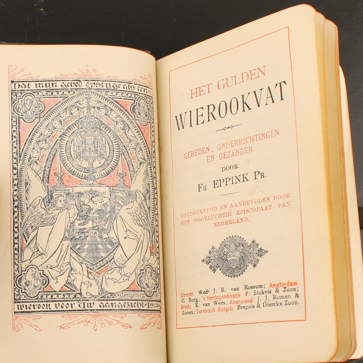 El Incensario de Oro - Fr. Eppink - Libro de oraciones antiguo en cuero 1907