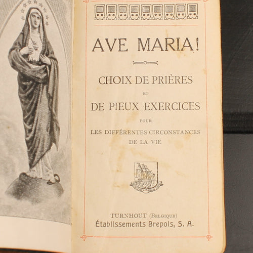 Ave Maria - Libro di preghiere antico in pelle - Brepols Turnhout 1924