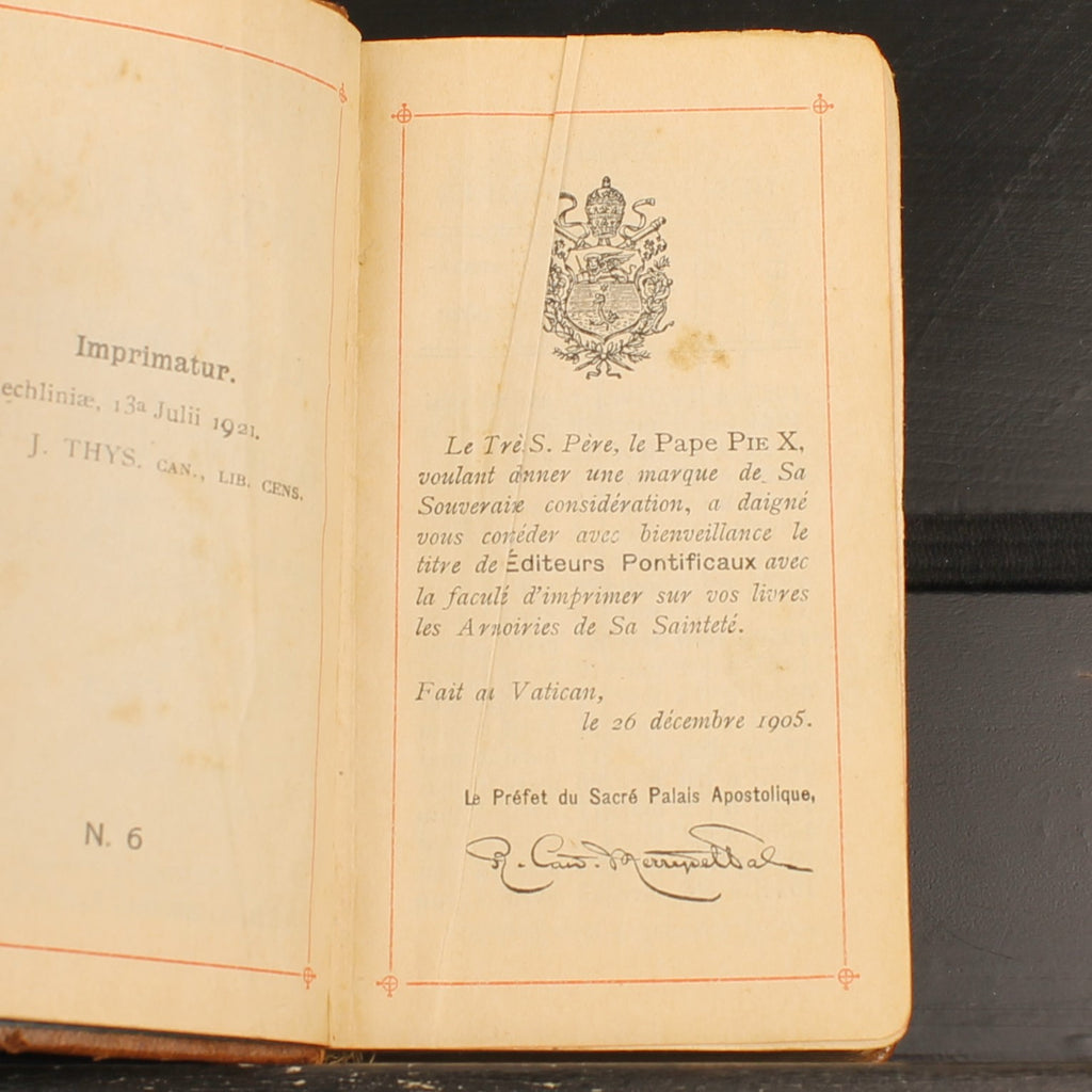 Ave Maria - Livro de Orações Antigo em Pele - Brepols Turnhout 1924