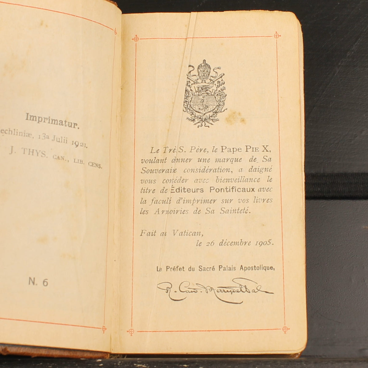 Ave Maria - Livro de Orações Antigo em Pele - Brepols Turnhout 1924