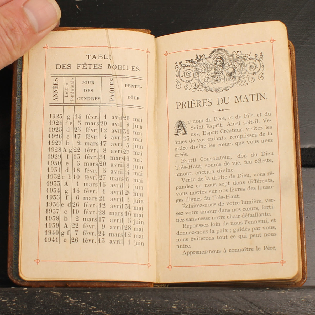 Ave Maria - Livro de Orações Antigo em Pele - Brepols Turnhout 1924