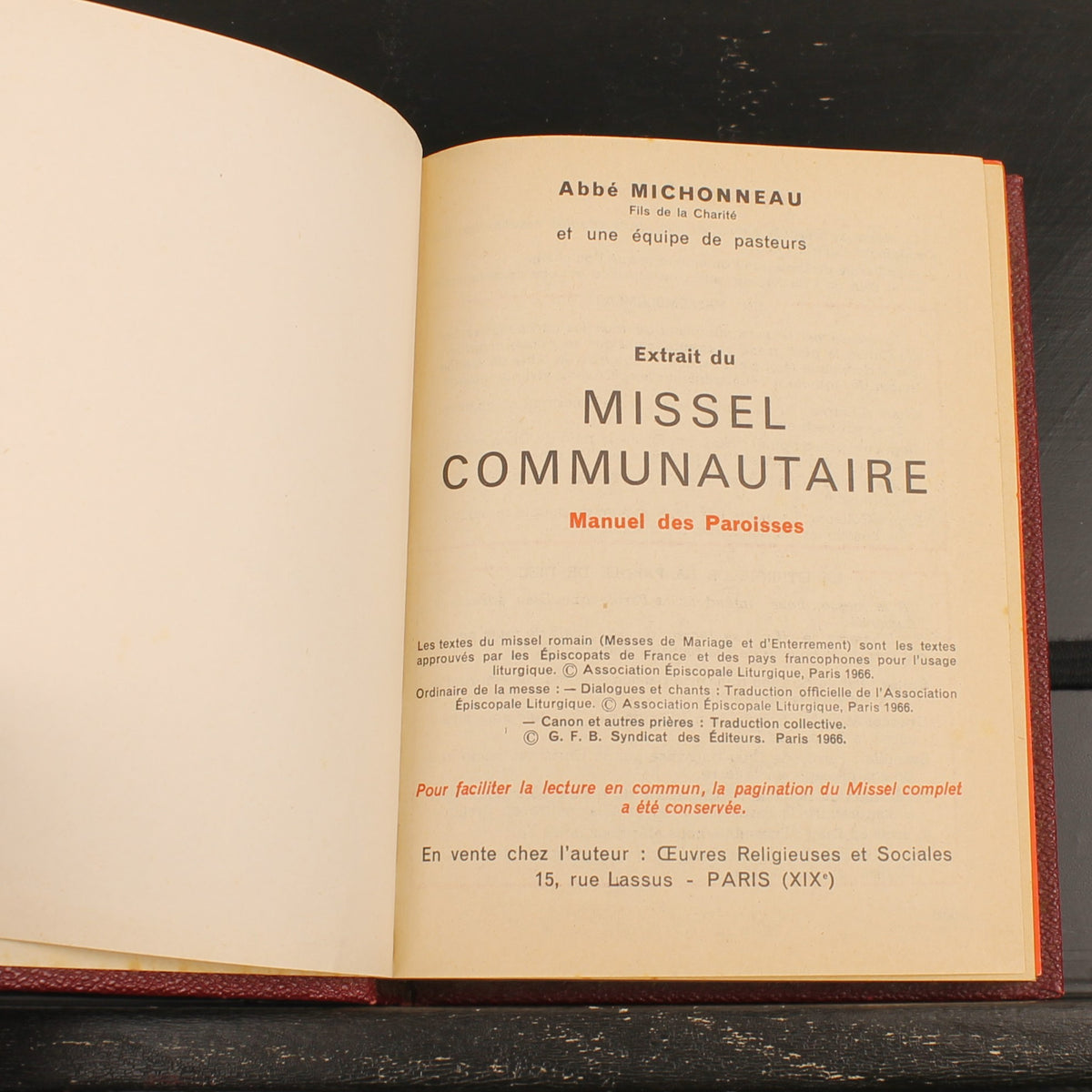 Extract from the Community Missal - Vintage French Missal - Abbé Michonneau 1968