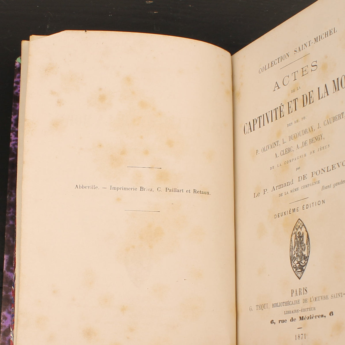 Acts of Captivity and Death - Father Armand de Ponlevoy - Antique French Book about the Paris Commune 1871