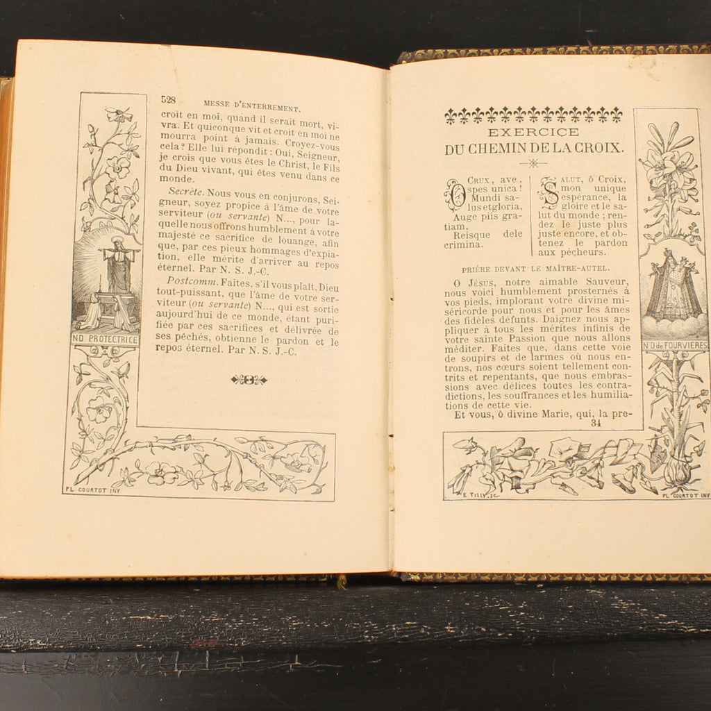 Missale von Notre-Dame | Luxuriöser Ledereinband | Antikes französisches Messbuch 1891