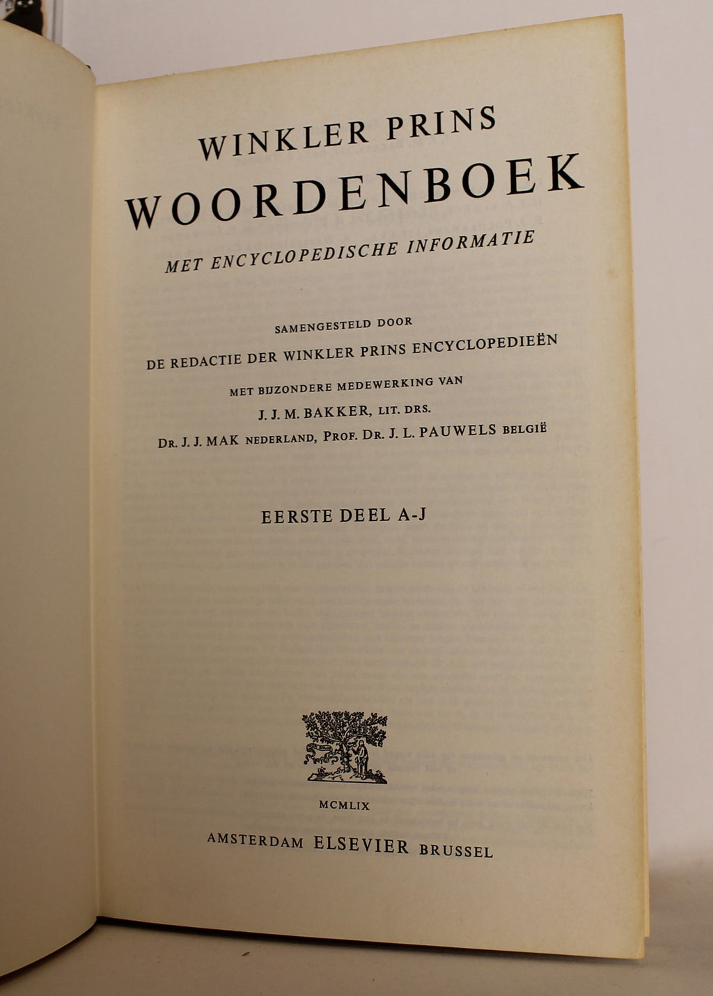 Winkler Prins Woordenboek A–J (1959) – Luxueuse reliure en toile, Elsevier